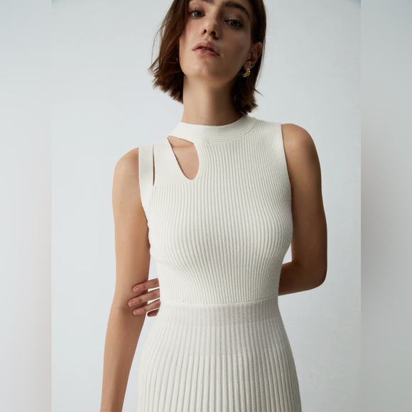 Commense Vanilla Cutout Rib Midi Sweater Dress - Picture 2 of 8